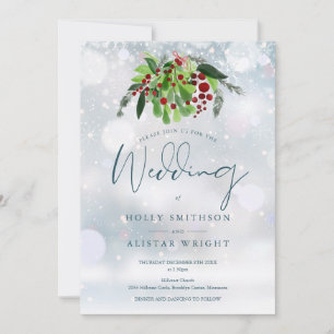 Convite Casamento de Inverno Floral de Frutas Vermelhas Có