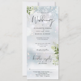 Convite Casamento de Inverno Floral Verde Tudo Em Um