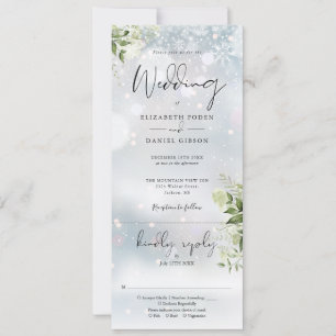 Convite Casamento de Inverno Floral Verde Tudo Em Um
