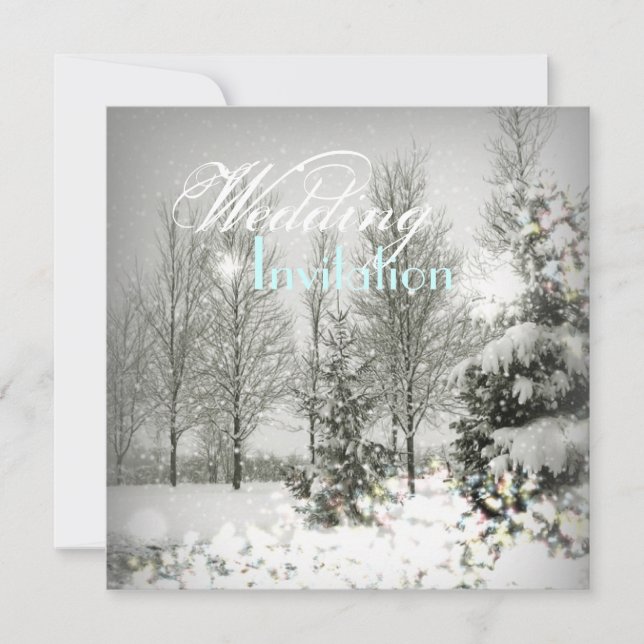 Convite Casamento de Inverno Floresta Romântica árvores de (Frente)