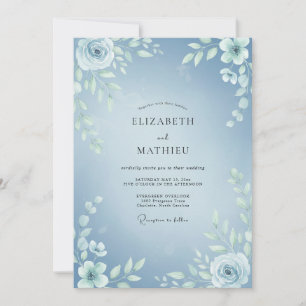 Convite Casamento de Inverno Gelado Azul Céu