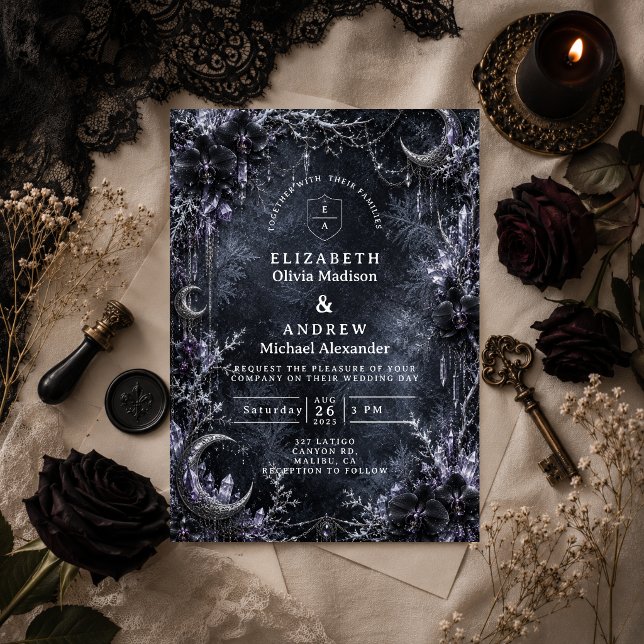 Convite Casamento de Inverno Gótico Encantado (Criador carregado)