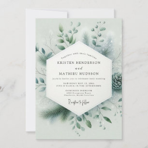 Convite Casamento de Inverno Imaculado em Verde Sage
