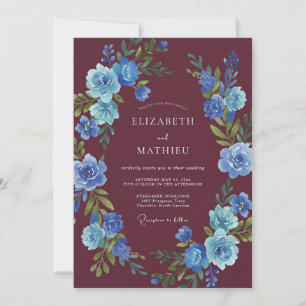Convite Casamento de Inverno Luxuriante Carmesim