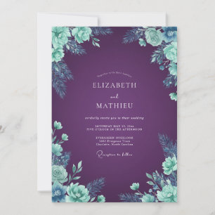 Convite Casamento de Inverno Majestoso Ameixa