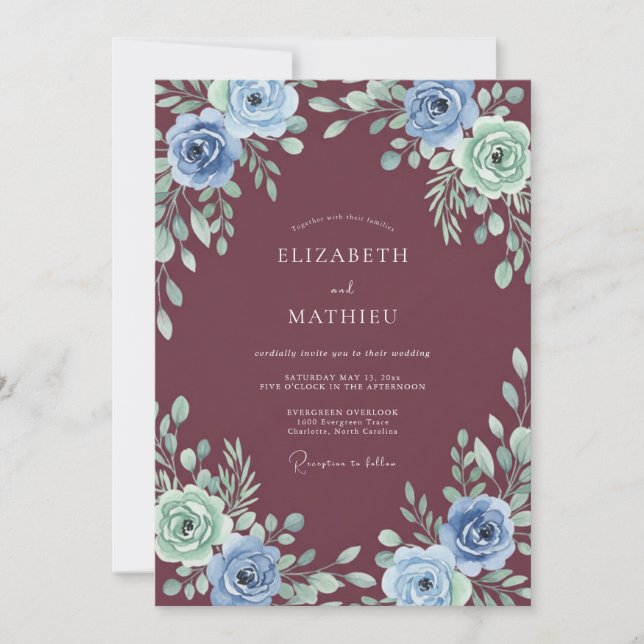 Convite Casamento de Inverno Majestoso Marrom (Frente)