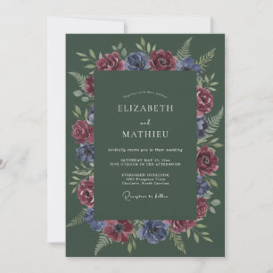 Convite Casamento de Inverno Mal-humorado em Verde Caçador