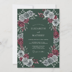 Convite Casamento de Inverno Mal-humorado em Verde Pinheir