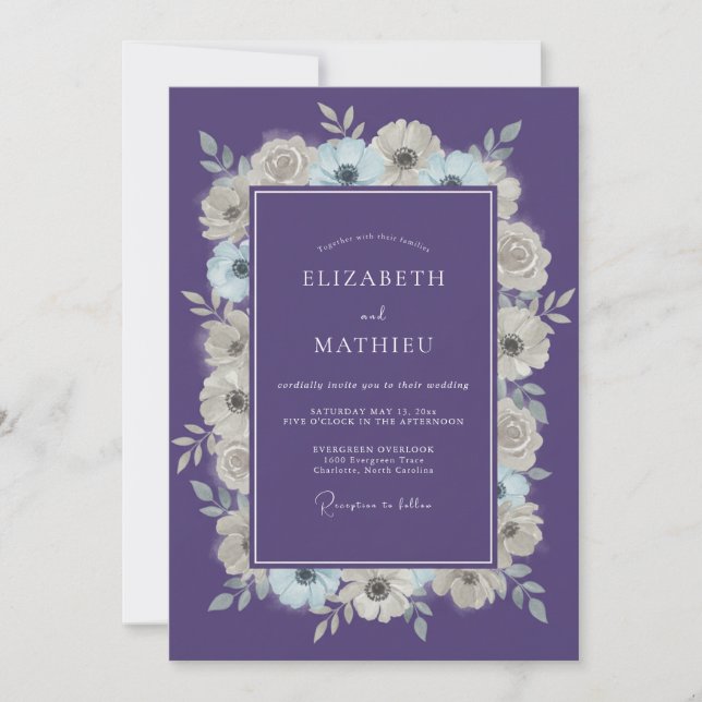 Convite Casamento de Inverno Mal-humorado Roxo (Frente)