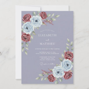 Convite Casamento de Inverno Mal-humorado Roxo Empoeirado