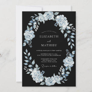 Convite Casamento de Inverno Marcante Azul Claro