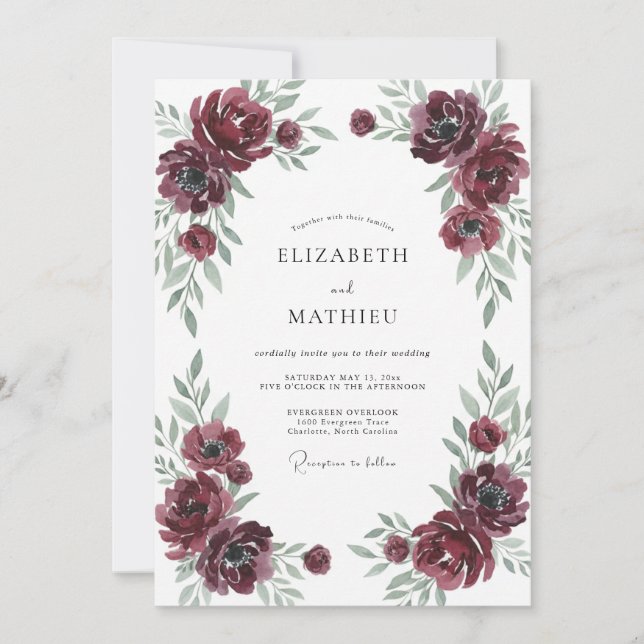 Convite Casamento de Inverno Marrom Escuro (Frente)