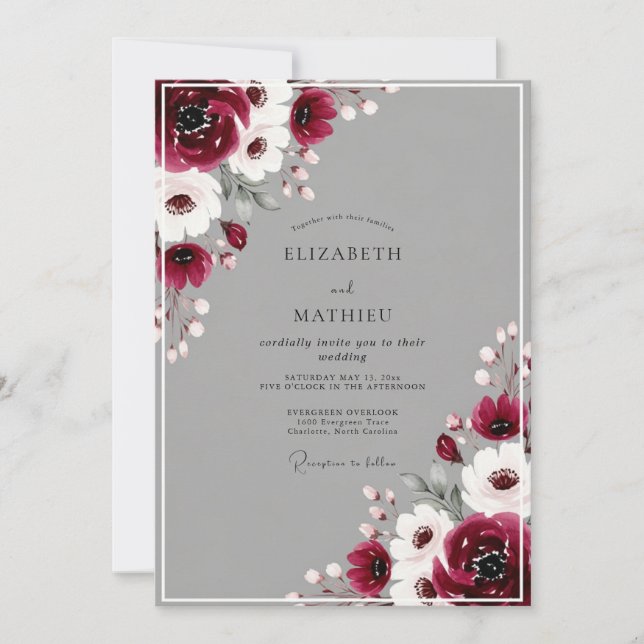 Convite Casamento de Inverno Marrom Polido (Frente)