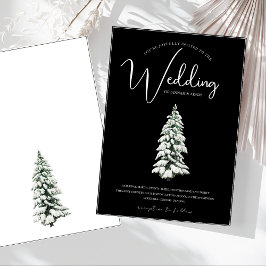 Convite Casamento de Inverno Minimalista Preto de Pinheiro