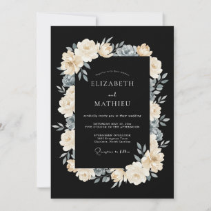 Convite Casamento de Inverno Negro Exquisito