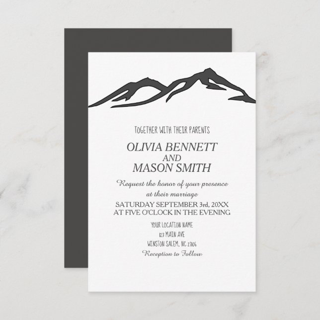 Convite Casamento de Inverno no País das Montanhas Rochosa (Frente/Verso)