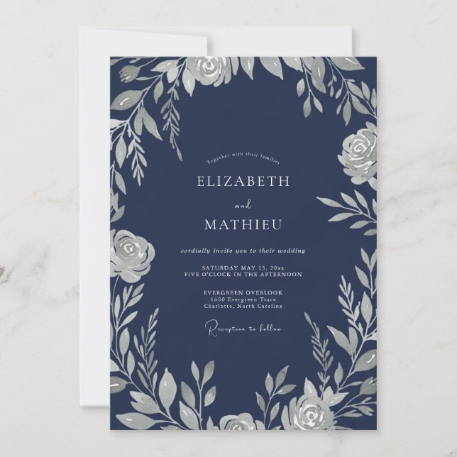 Convite Casamento de Inverno Nobre Marinho (Frente)