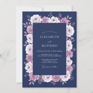Convite Casamento de Inverno Nobre Violeta Rosa Marinho