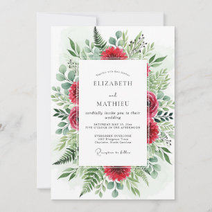 Convite Casamento de Inverno Opulento Carmesim