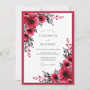 Convite Casamento de Inverno Ousado Carmesim