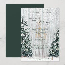 Convite Casamento de Inverno Pinheiros Floresta de Bétula 