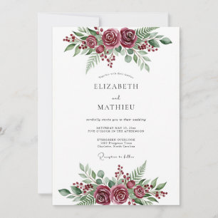 Convite Casamento de Inverno Poético Borgonha
