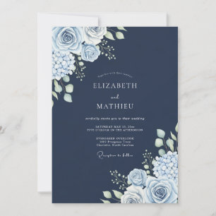 Convite Casamento de Inverno Polar Azul Marinho