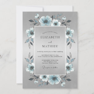 Convite Casamento de Inverno Prateado Brilhante