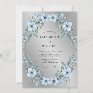 Convite Casamento de Inverno Prateado e Gelado