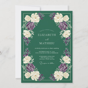 Convite Casamento de Inverno Prestigioso em Verde Pinheiro