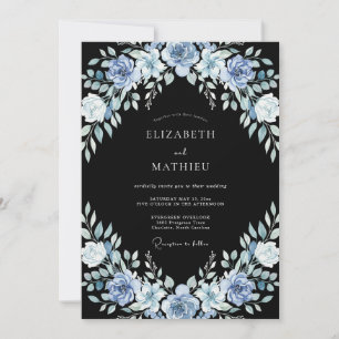 Convite Casamento de Inverno Preto Refinado