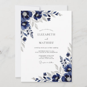 Convite Casamento de Inverno Refined Navy