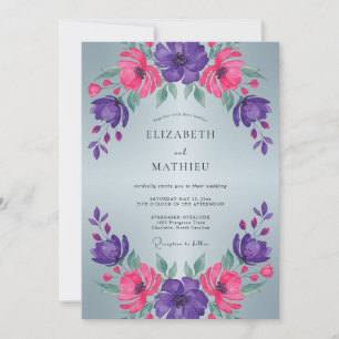 Convite Casamento de Inverno Roxo Magenta Vibrante