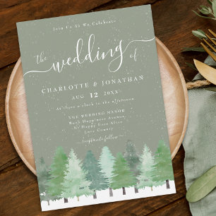 Convite Casamento de Inverno Rústico em Verde Oliva da Flo