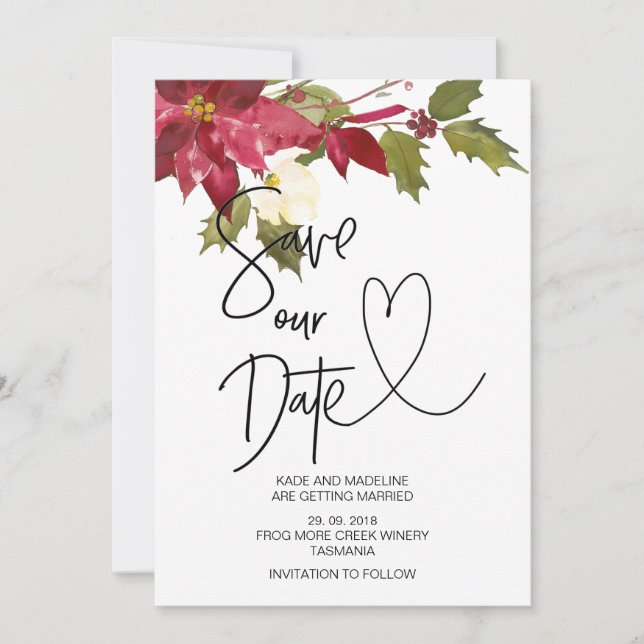 Convite Casamento de Inverno Salve Nossa Data Natal (Frente)
