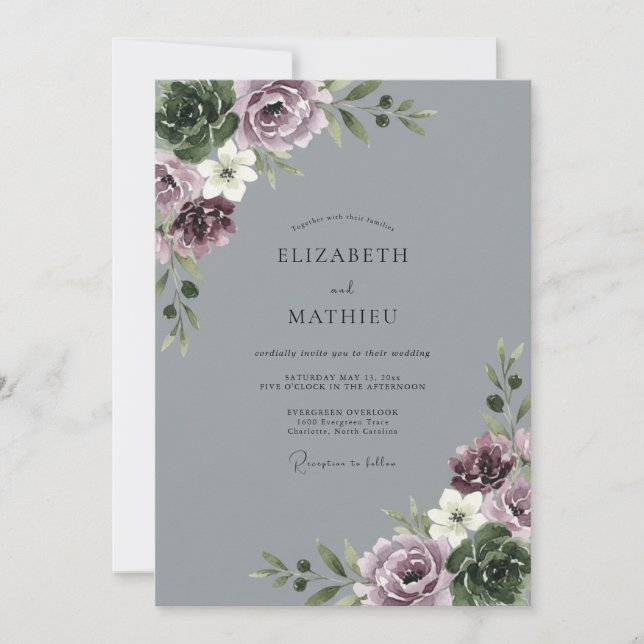 Convite Casamento de Inverno Sofisticado com Carvão (Frente)