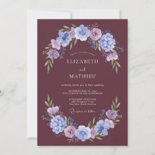 Convite Casamento de Inverno Suntuoso de Ameixa