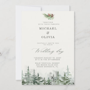 Convite Casamento de Inverno Verde Elegante