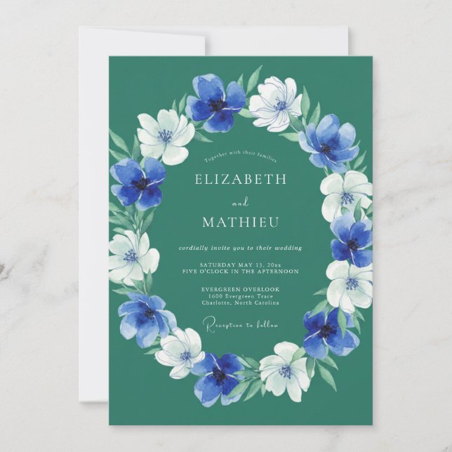 Convite Casamento de Inverno Verde Esmeralda Luxuriante (Frente)