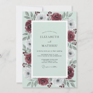 Convite Casamento de Inverno Verde Menta Luxuriante