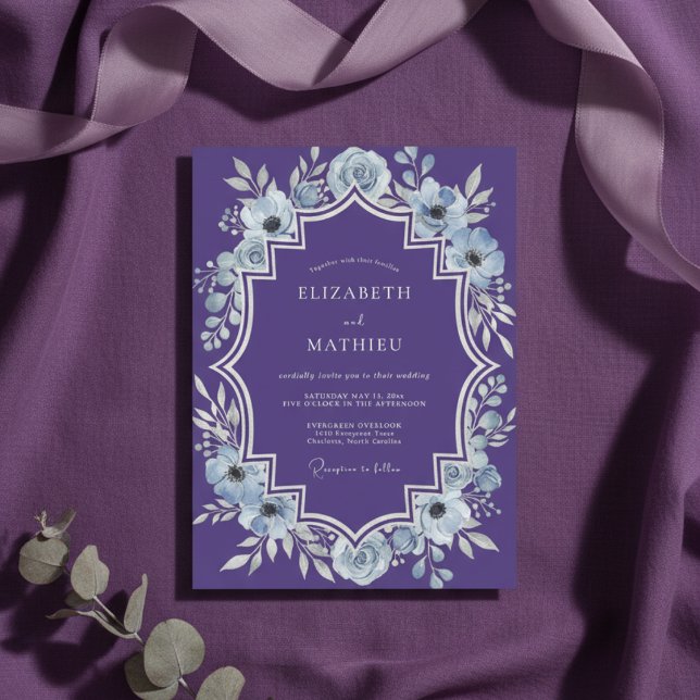 Convite Casamento de Inverno Violeta Regal (Criador carregado)