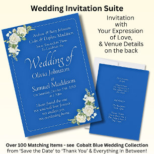 Convite Casamento de Invitation Cobalt Blue & White Roses