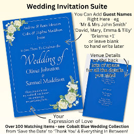 Convite Casamento de Invitation Cobalt Blue & White Roses