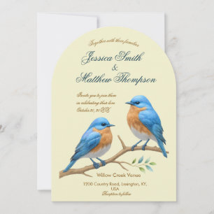 Convite Casamento de Ivory Pastel Lovebird Romântico Blueb