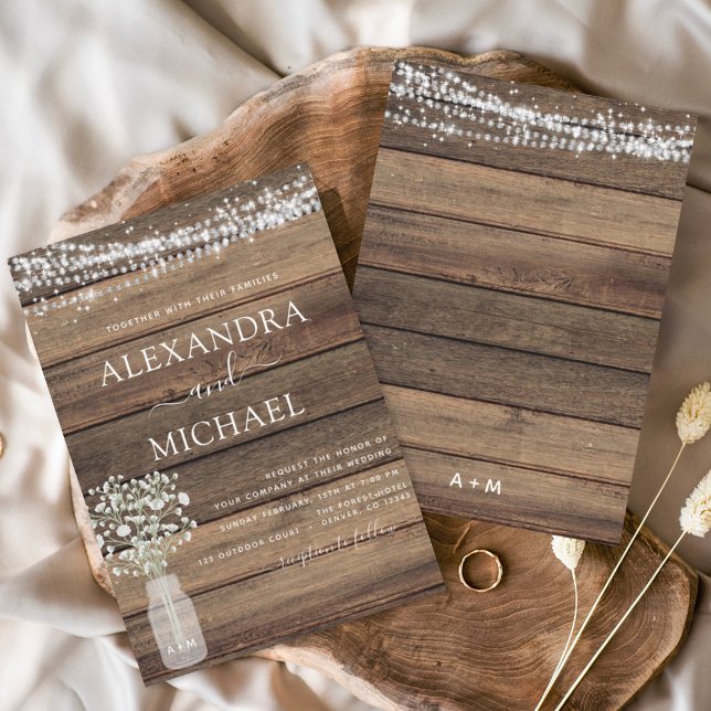 Convite Casamento de Jar Respiração do Bebê da Farmhouse R (Criador carregado)