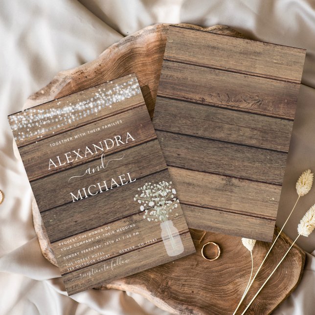 Convite Casamento de Jar Respiração do Bebê da Farmhouse R (Criador carregado)