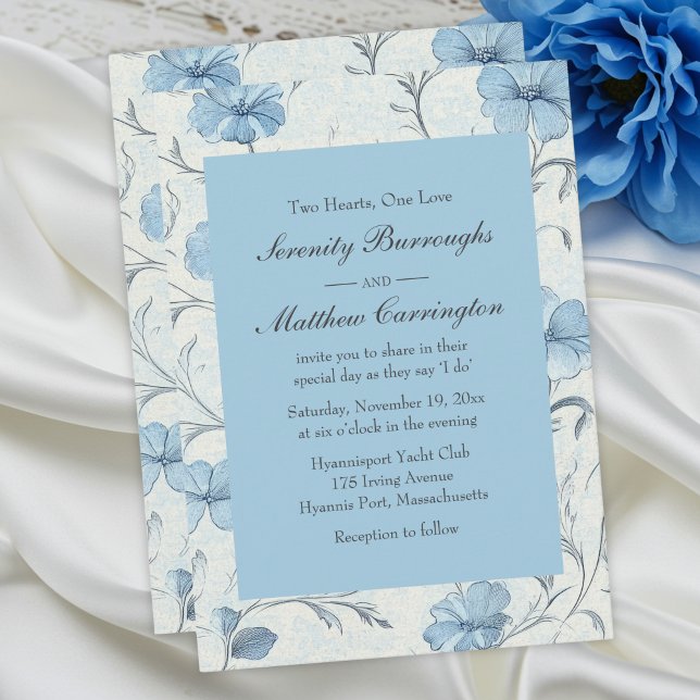 Convite Casamento de Jardim Azul Floral Dusty (Criador carregado)