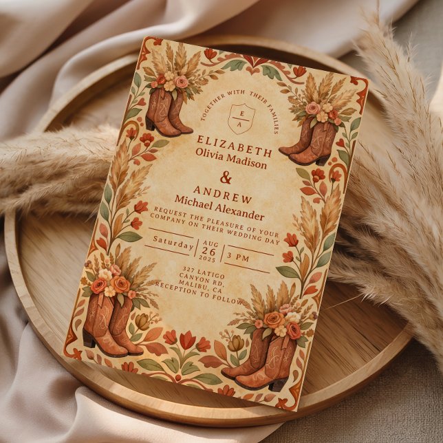 Convite Casamento de Jardim Boho Western (Criador carregado)