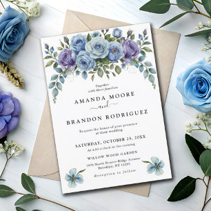 Convite Casamento de Jardim Botânico Azul-Dusty Pale Lilac