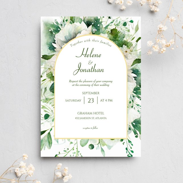 Convite Casamento de Jardim Botânico Floral Elegante (Elegant Botanical Floral Garden Wedding Invitation)